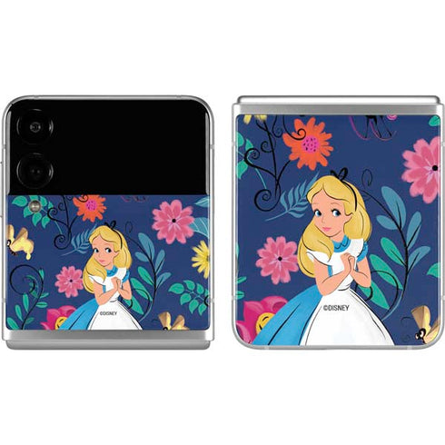 Disney Alice in Wonderland (animated) Floral Print Galaxy Z Flip4 5G Skin